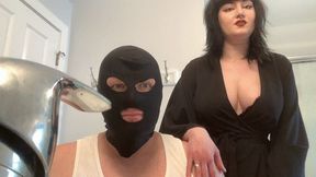 Goth Goddess Amaris cleans a filthy slave Mouth and Dry Humps him as human furniture 2 CLIPS