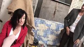 Busty student enjoys big dick in the alley