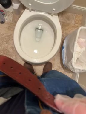 Solitary self pleasure with big dick at home