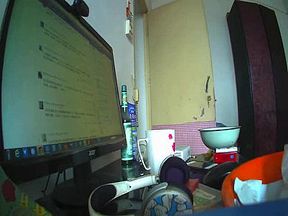 Kinky fellow rubbing his engorged dong while watching his maid