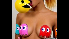 Pacman Licking All On A Beautiful Tasty Tight Ebony Teen, AI Generated
