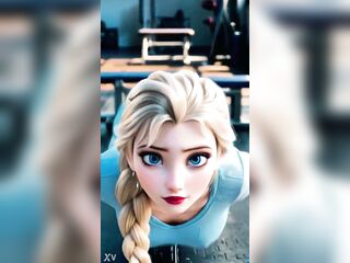 Looks like Queen Elsa is training hard. What's this babe training for? AI-generated