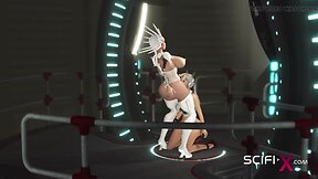 3d busty dickgirl ass-fucked by college sluts in sci-fi scene