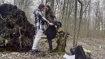 cute busty teen gets fucked in the forest