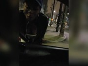 Young Ebony Tranny slut sucks Hung Cock In Public