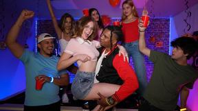 ”Dorm Party Babe Lucy Foxx Pool Table Fuck with Kaby Snow”