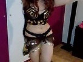 Arab girl does a belly dance for us