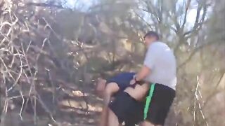 Homo dad gets a raw ride on public road with his massive cock