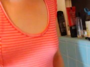 Old Vid PINKMOONLUST Hairy Legs Hairy Pussy Dirty Girl Pink Dress Pees Bathtub Gets Pee on FEET FOOT