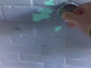 Taking a leak in a nasty outdoor public bathroom