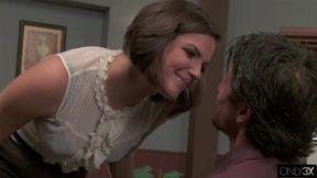 Horny Brunette In Lingerie Gets Fucked By Her Boss And Eats His Cum Premium Edit