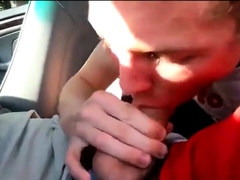 young twink sucks dick in car and swallows