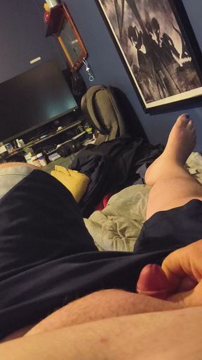 Fat sissy playing with cock
