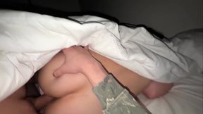Hotwife gets surprised by huge cumshot during sneaky side fuck