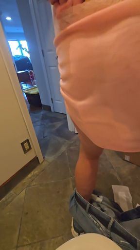 Big Pad Placement and Maxi-pad Changing progress in Bathroom   Clip 1