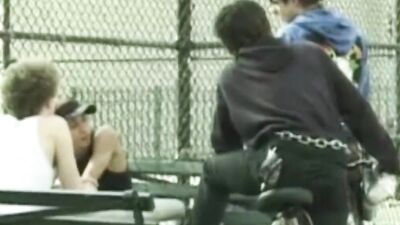 Three slim young students with big cocks fuck after blowjobs