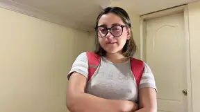 Hot brunette classmate gives POV blowjob and gets creampied