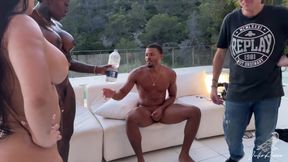 Bts - Hardcore Threesome with a Good BBC at Dusk in the Pool Part1