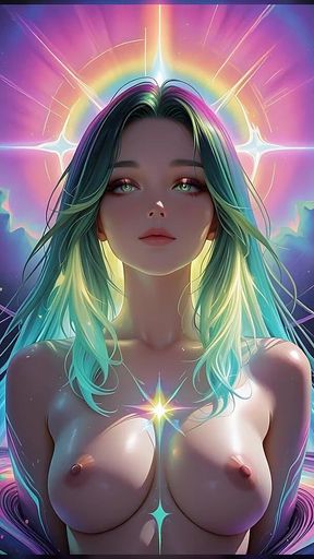 Cosmic Neon Beauty Portrait with Luminous Eyes Dreamlike Fantasy Ai Art Slideshow