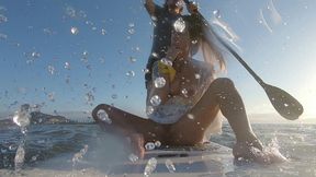 Naughty brunette masturbating and fucking on the SUP - Ana Rothbard
