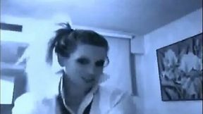 Kinky hilarious and happy blonde chick showed me her nice rounded ass