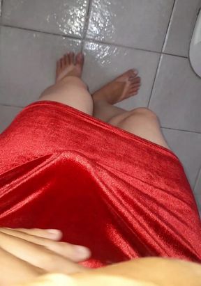 Crossdresser Cum Inside Sexy Velvet Dress