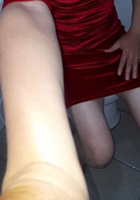 Crossdresser Cum Inside Sexy Velvet Dress