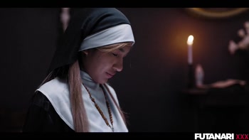 Blonde Nun's Unholy Transformation: Chloe Temple's Futanari Frenzy