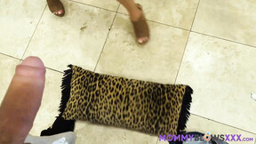 ”Eager stepmum Chrissy Lynn deepthroats before cum on tits”