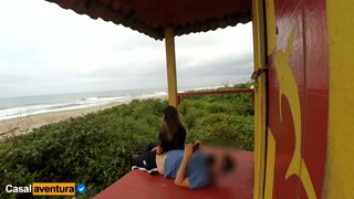 Like a baywatch - quickie sex on the public beach