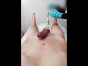 Dick Wax Depilation by Esthetician - Holds my Foreskin - Massage oil the end