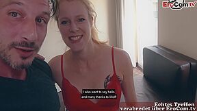 German Blonde Skinny Slut Try Real Blind Date And Fuck