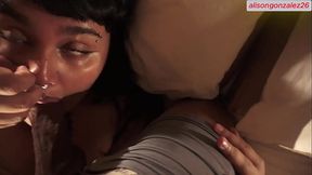 Chubby girl gets big cock in and face-fucked hard