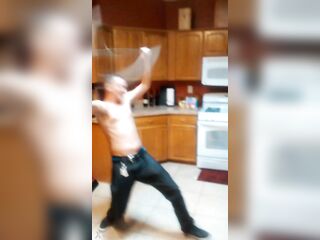 Homo Boss hot straight male spins poi