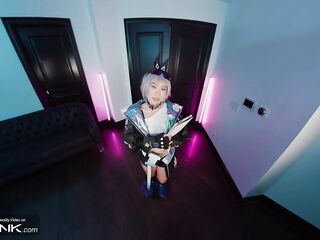 VR Conk: Excited Oriental In Suit Gives Deepthroat And Cums With Groans In A Game Cosplay Parody