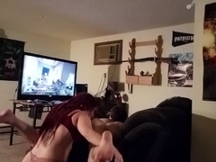 Kinky redhead gives a hot rimjob and gets drilled doggystyle