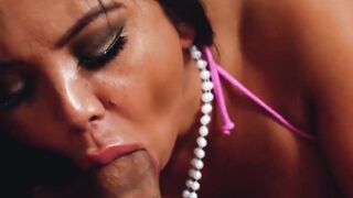 Ebony babe Demi Nova shoved down my cock in her throat before I fucked her hard