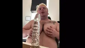 Fat hairy trans guy sucks and rides dildos