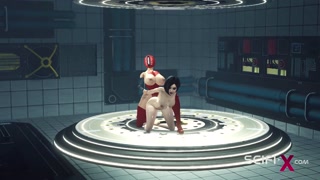 She loves being a secret slut. Sci-fi female android fucks hard a busty woman in the lab