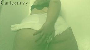 White booty shorts on blonde Carlycurvy