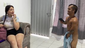 I Give the Wifi Key to My Rich Neighbor While She Finds Me in Towel My Neighbor Ends up Fucking