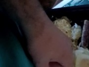 Sean cummin on his eggs and plays soggy biscuit