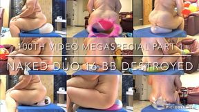 100th Video MEGASPECIAL 1! 16 BeachBalls - 3 Cameras! - 2 Fat Naked Asses! Beachball Humiliation Naked Sit to Pop Special!!