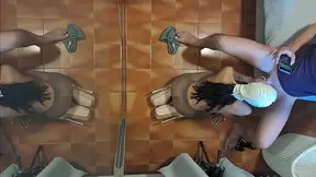 Big Ass Latina MILF gulps cum in high heels and pantyhose