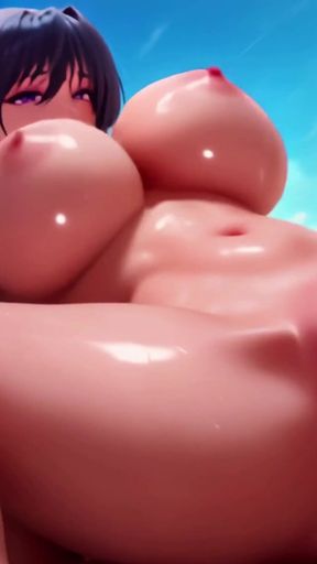 Ai Akeno Himejima Makes Her Creampie Pussy Pulse on the Beach, Waiting for You Wyde Open!