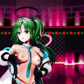 Blue Archive Yuuka Half Nude Dance Hentai Mmd 3D Dark Green Hair Color Edit Smixix