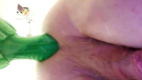 Bad Dragon bouncing my ass on a short but wide dildo.