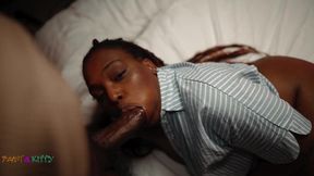 BeastnKitty, the slutty ebony couple, welcomes a big cock deepthroat style