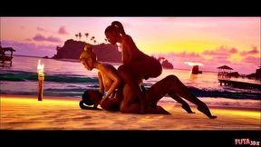 Futa3DX Blonde Babe Gets Fucked Hard On The Beach In Sweet Threesome