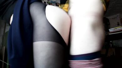 Tore pantyhose and fucked her first date hard redhead Tinder teen deep inside